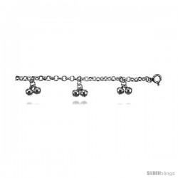 Sterling Silver Charm Bracelets w/ Clustered Double Chime Balls