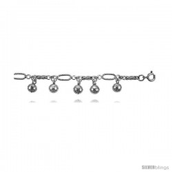 Sterling Silver Charm Bracelet w/ Chime Balls -Style 6cb503