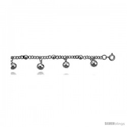 Sterling Silver Anklet w/ Beads and Chime Balls
