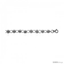 Sterling Silver Charm Bracelet w/ Teeny Sunflowers