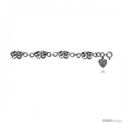 Sterling Silver Comedy Tragedy Charm Anklet