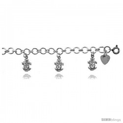 Sterling Silver Clown Charm Bracelet