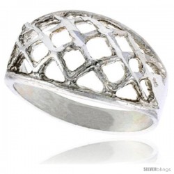 Sterling Silver Freeform Dome Ring Polished finish 3/8 in wide