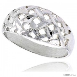 Sterling Silver Freeform Dome Ring Polished finish 3/8 in wide -Style Ffr567