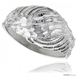 Sterling Silver Freeform Ring Polished finish 1/2 in wide