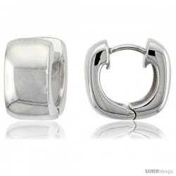 Sterling Silver Huggie Earrings U-Shape Flawless Finish, 916 in