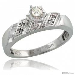 10k White Gold Diamond Engagement Ring, 3/16 in wide -Style 10w116er