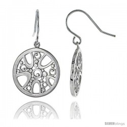 Sterling Silver Round Hook Earrings, 13/16" (21 mm)