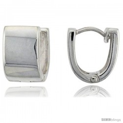 Sterling Silver Huggie Earrings U-Shape Flawless Finish, 1/2 in -Style Teh220