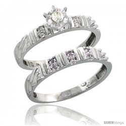 10k White Gold Ladies' 2-Piece Diamond Engagement Wedding Ring Set, 1/8 in wide -Style 10w117e2