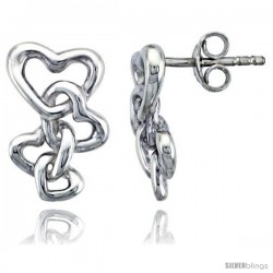 Sterling Silver Heart Post Earrings, 5/8" (15 mm)