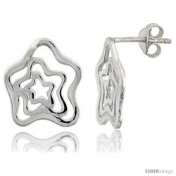 Sterling Silver Star Post Earrings, 5/8" (16 mm)