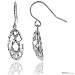 Sterling Silver Oval Hook Earrings, 3/4" (19 mm)