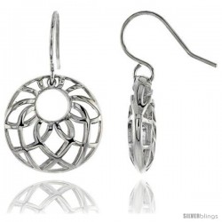 Sterling Silver Round Hook Earrings, 13/16" (21 mm) -Style Tep610