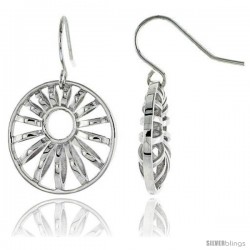 Sterling Silver Round Hook Earrings, 13/16" (21 mm) -Style Tep611