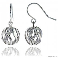 Sterling Silver Ball Hook Earrings, 9/16" (15 mm)