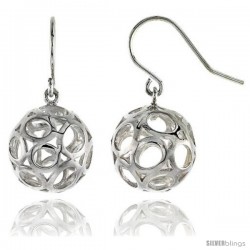 Sterling Silver Ball Hook Earrings, 11/16" (17 mm)