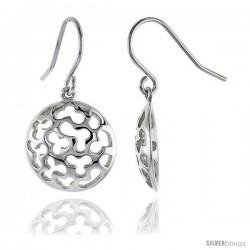 Sterling Silver Round Hook Earrings, 11/16 (17 mm)