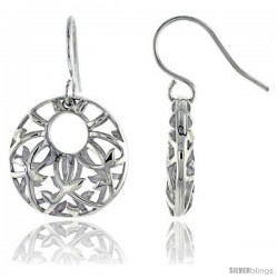 Sterling Silver Round Hook Earrings, 3/4" (19 mm)