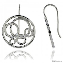 Sterling Silver Round Hook Earrings, 3/4" (20 mm)