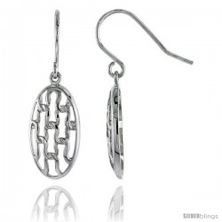 Sterling Silver Oval Hook Earrings, 13/16" (20 mm)