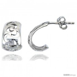 Sterling Silver Half-moon Post Earrings, 1/2" (13 mm)