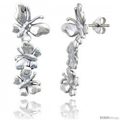 Sterling Silver Butterfly Post Earrings, 13/16" (30 mm)