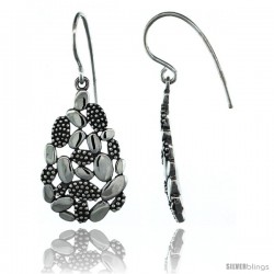 Sterling Silver Dangle Clustered Oval Earrings 1 7/16 in. (37 mm) tall