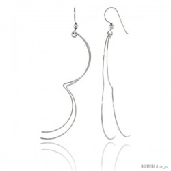 Sterling Silver Curvy Wires Half Hoop Dangle Earrings, 2 7/8 (73 mm) tall