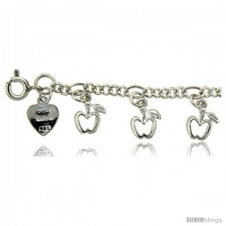 Sterling Silver Apples Charm Bracelet