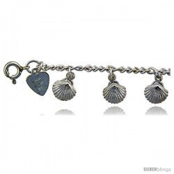 Sterling Silver Shells Charm Bracelet