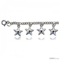 Sterling Silver Stars Charm Bracelet -Style 6cb523