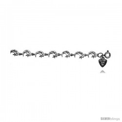 Sterling Silver Crescent Moon Charm Bracelet -Style 6cb526