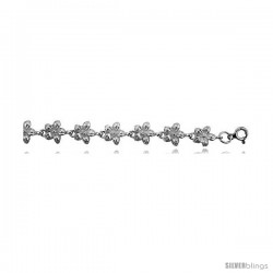 Sterling Silver Plumeria Flower Charm Bracelet -Style 6cb532