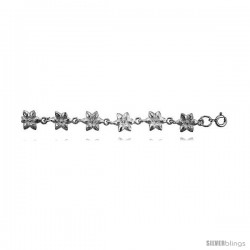 Sterling Silver Plumeria Flower Charm Bracelet -Style 6cb533