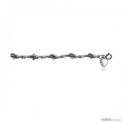 Sterling Silver Dolphin Charm Bracelet -Style 6cb539