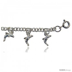 Sterling Silver Charm Bracelet w/ Teeny Dolphins