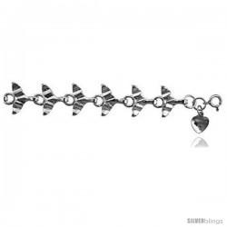 Sterling Silver Whale Tail Charm Bracelet