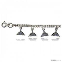 Sterling Silver Whale Tail Charm Anklet