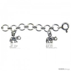 Sterling Silver Elephants Charm Bracelet