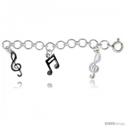 Sterling Silver Musical Notes Charm Bracelet