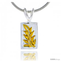 Hawaiian Theme Sterling Silver 2-Tone Leaf Pendant, 1/2 (12 mm) tall