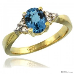 10k Yellow Gold Ladies Natural London Blue Topaz Ring oval 7x5 Stone -Style Cy905168