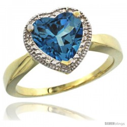 10k Yellow Gold Ladies Natural London Blue Topaz Ring Heart-shape 8x8 Stone