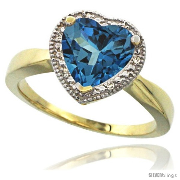 10k Yellow Gold Ladies Natural London  Blue Topaz Ring  