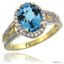 10k Yellow Gold Ladies Natural London Blue Topaz Ring oval 10x8 Stone