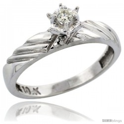 10k White Gold Diamond Engagement Ring, 1/8inch wide -Style 10w118er