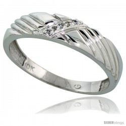 10k White Gold Men's Diamond Wedding Band, 3/16 in wide -Style 10w118mb