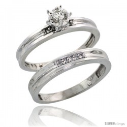 10k White Gold Ladies' 2-Piece Diamond Engagement Wedding Ring Set, 1/8 in wide -Style 10w119e2