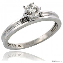 10k White Gold Diamond Engagement Ring, 1/8inch wide -Style 10w119er